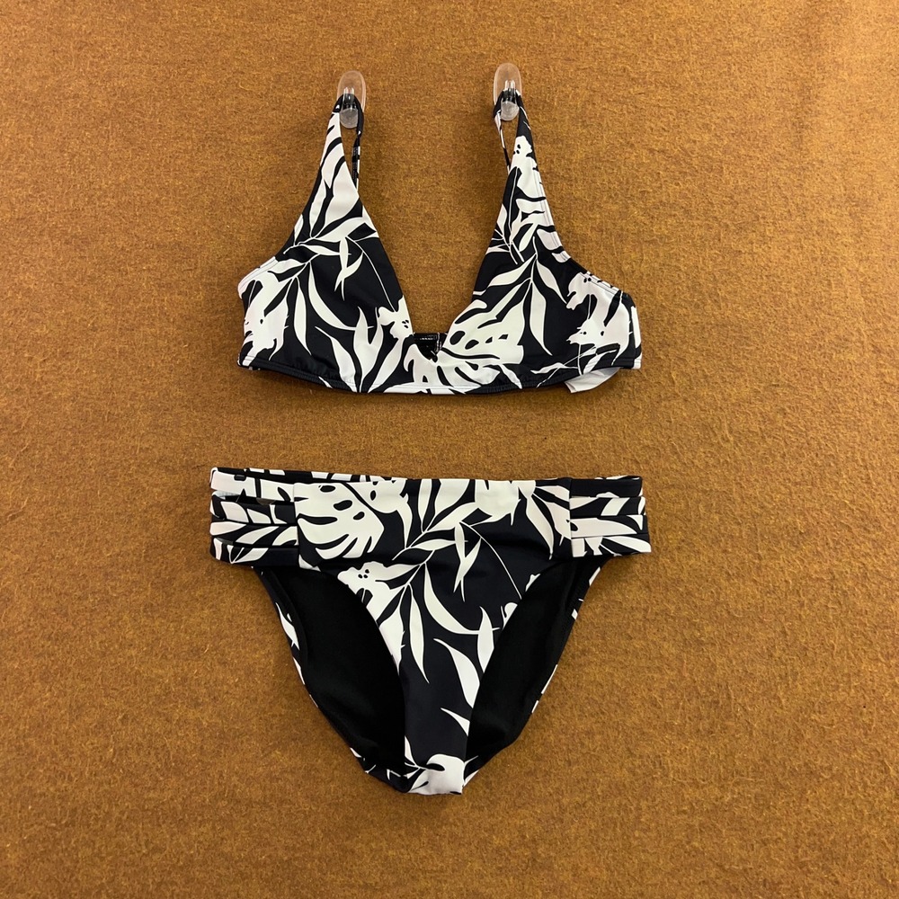 Roxy Black and White Tropical Print Bikini